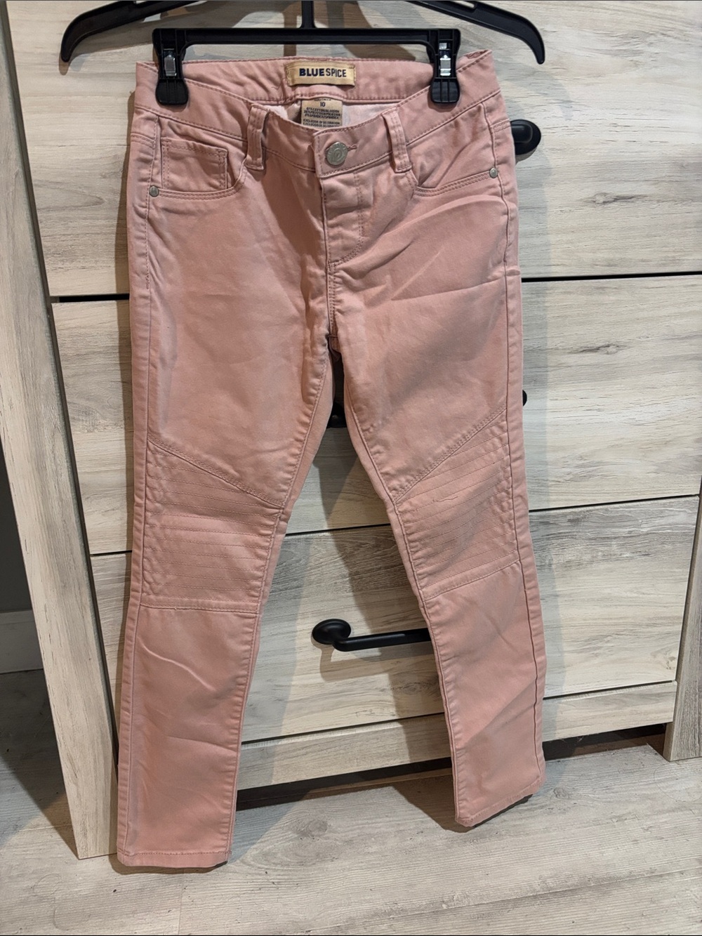 Blue Spice Girls' Dusty Pink Moto-Style Stretch Jeans